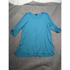 J Jill Shirt Wearever Collection XL Womens Button Tee Blue Long Sleeve Casual